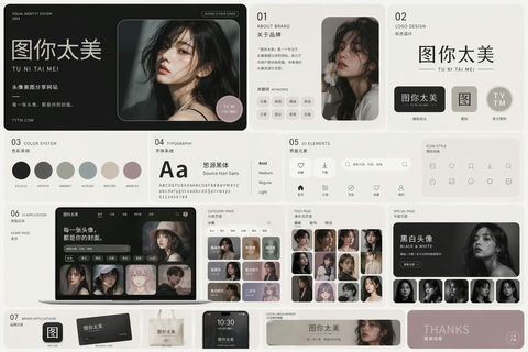 界面稿 GPT Image 2 提示词：暗黑极简头像网站视觉设计