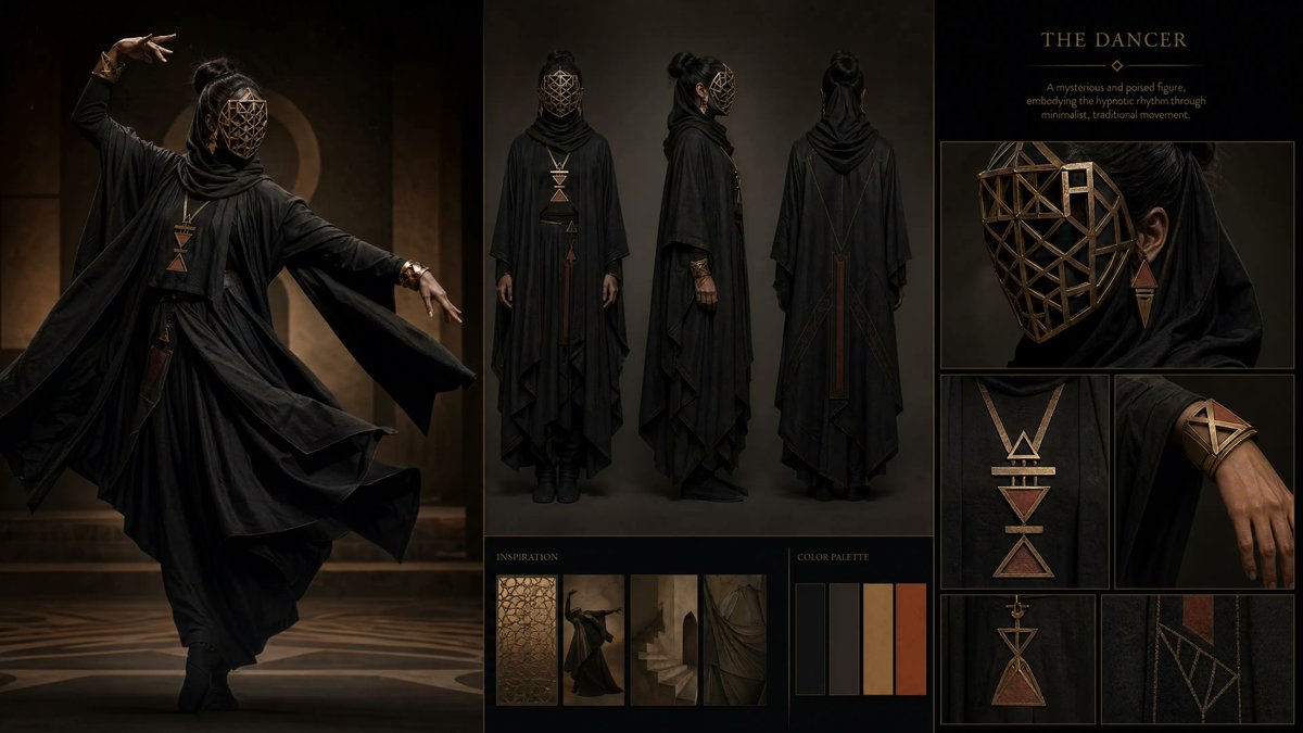 产品视觉 GPT Image 2 提示词：Dark Ritual Dancer Concept Board