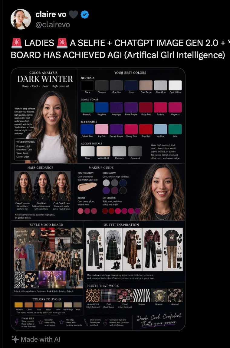 信息图 GPT Image 2 提示词：Dark Winter Color Analysis Tweet