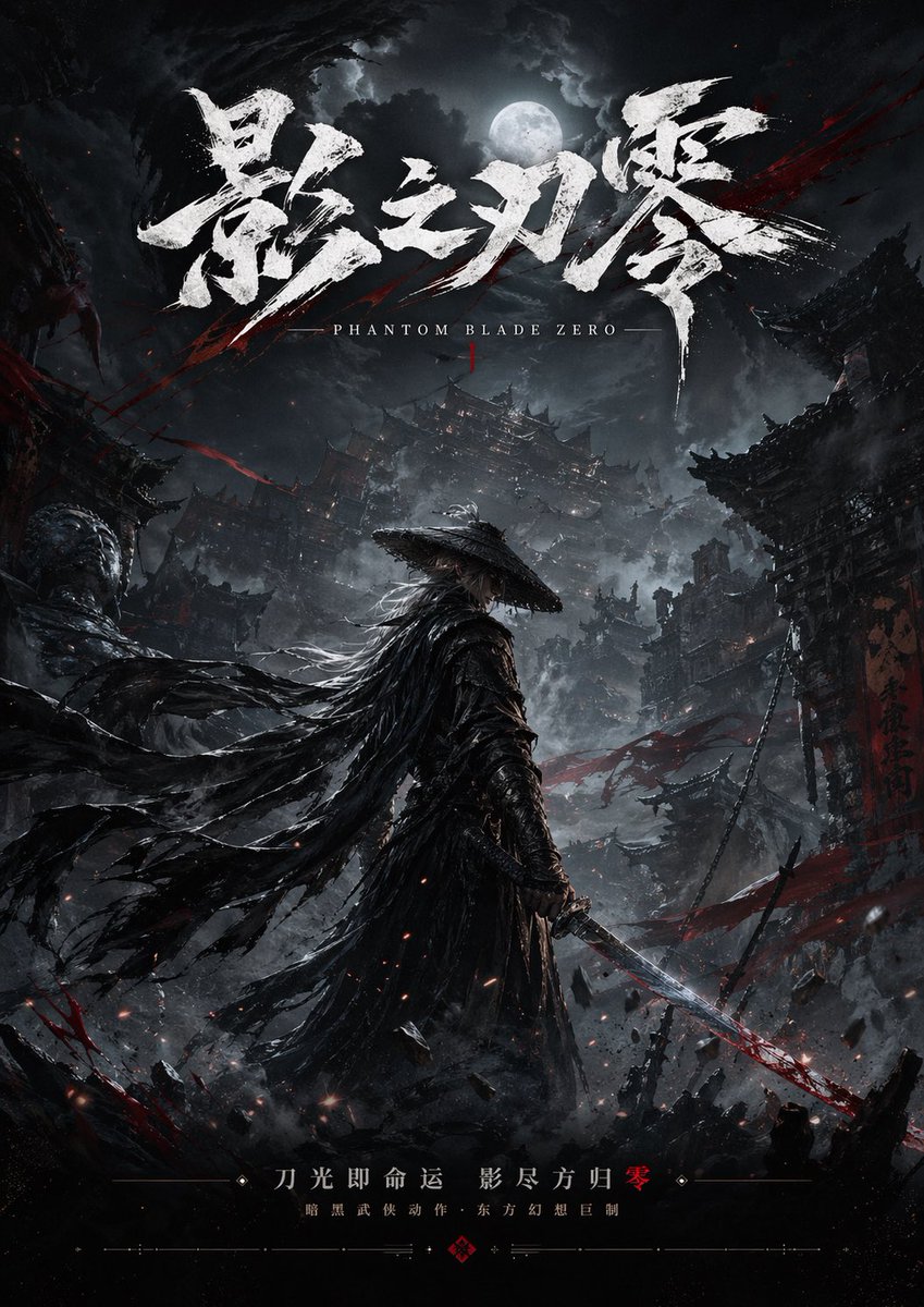 产品视觉 GPT Image 2 提示词：Dark Wuxia Game Poster