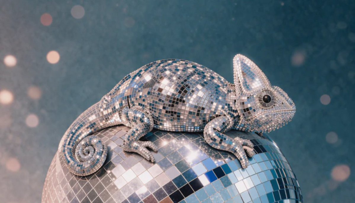 产品视觉 GPT Image 2 提示词：Disco Ball Chameleon