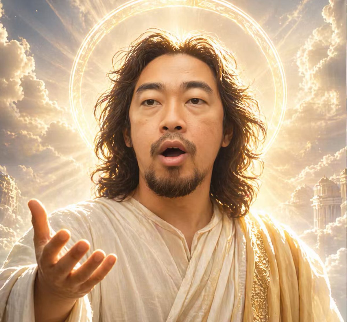 产品视觉 GPT Image 2 提示词：Divine Halo Portrait With Obscured Face