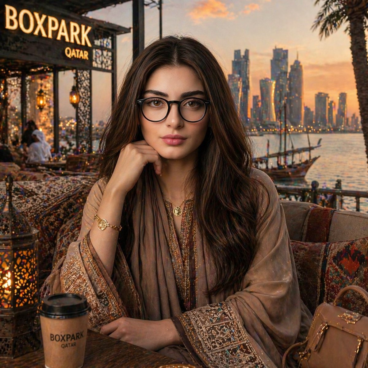 产品视觉 GPT Image 2 提示词：Doha Waterfront Portrait