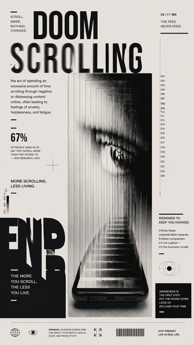 产品视觉 GPT Image 2 提示词：Doomscrolling Editorial Poster