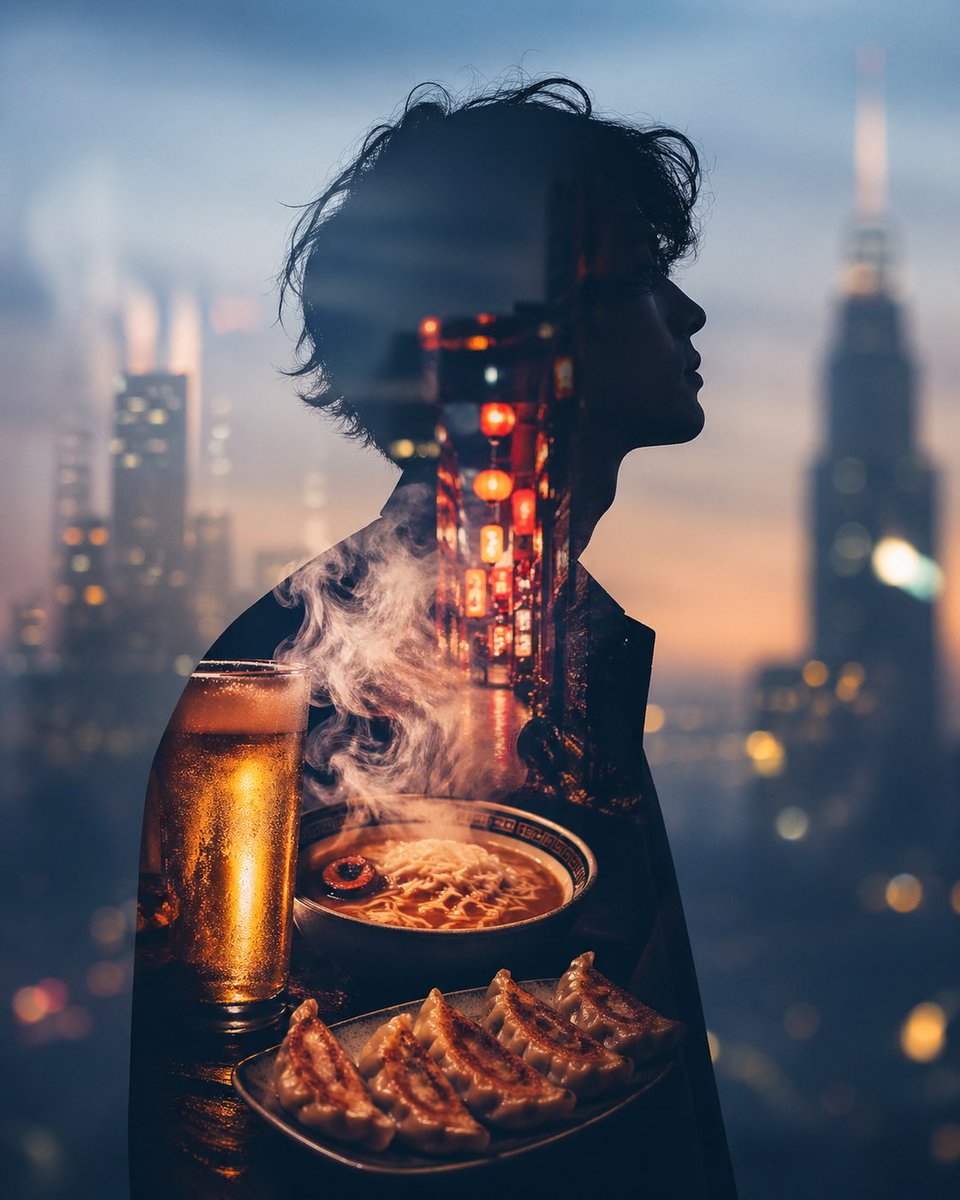 角色设定 GPT Image 2 提示词：Double Exposure Urban Silhouette