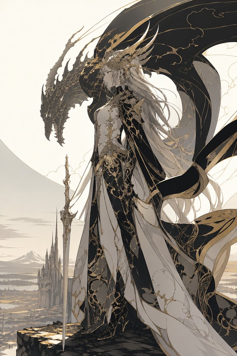 产品视觉 GPT Image 2 提示词：Dragon Queen in Black and Gold
