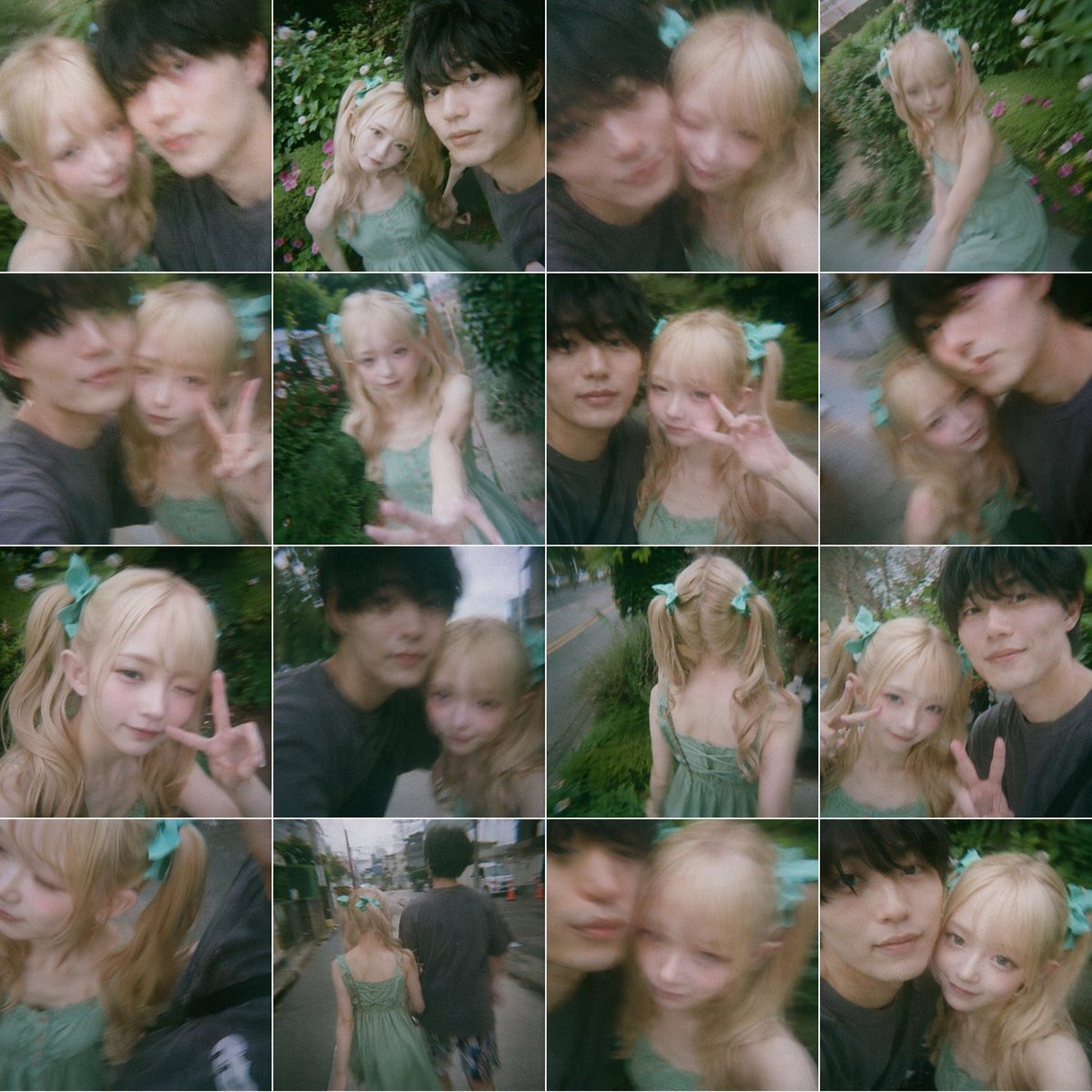 界面稿 GPT Image 2 提示词：Dreamy 16-Photo Couple Walk Collage