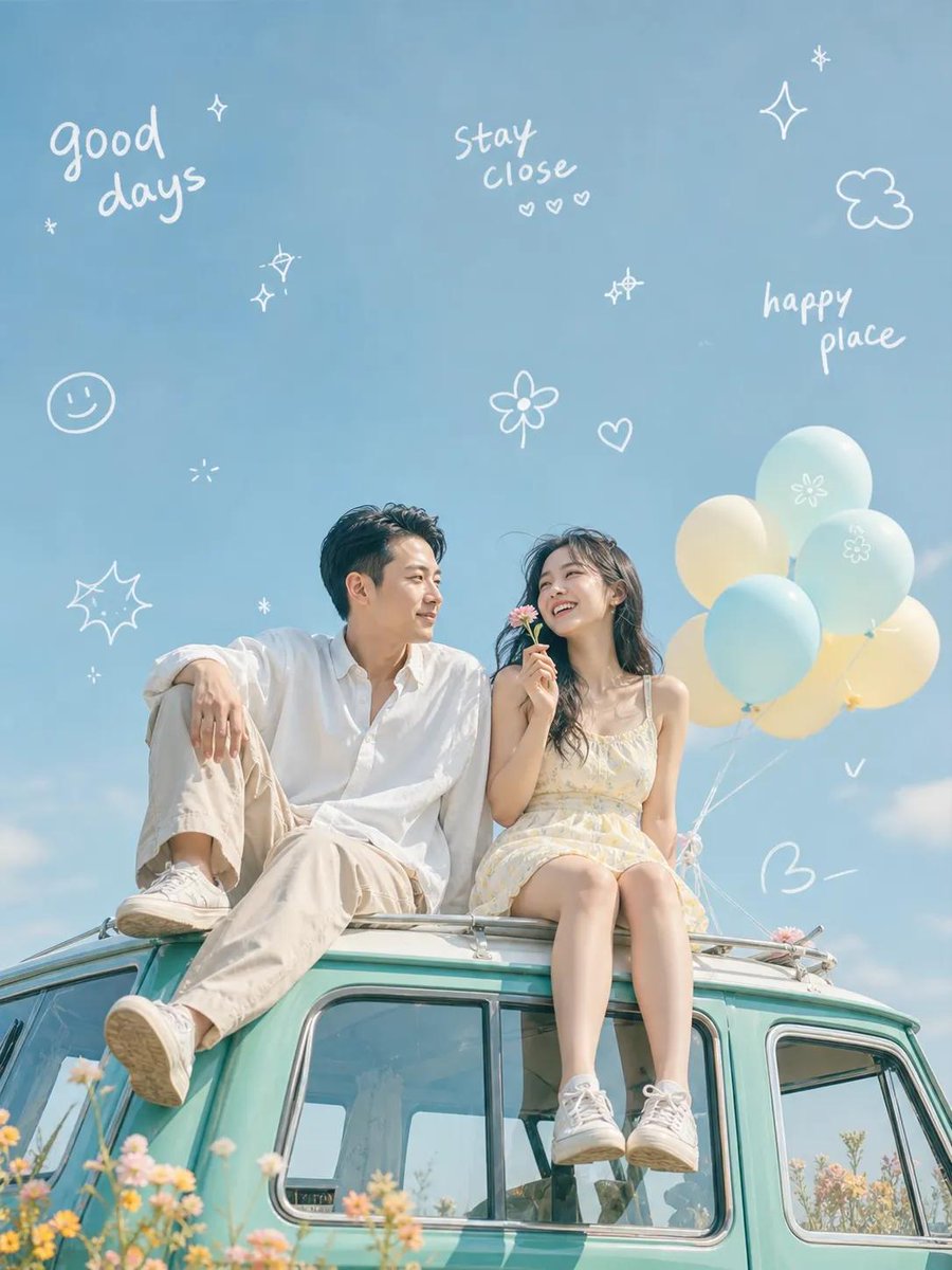 界面稿 GPT Image 2 提示词：Dreamy Couple on Turquoise Van