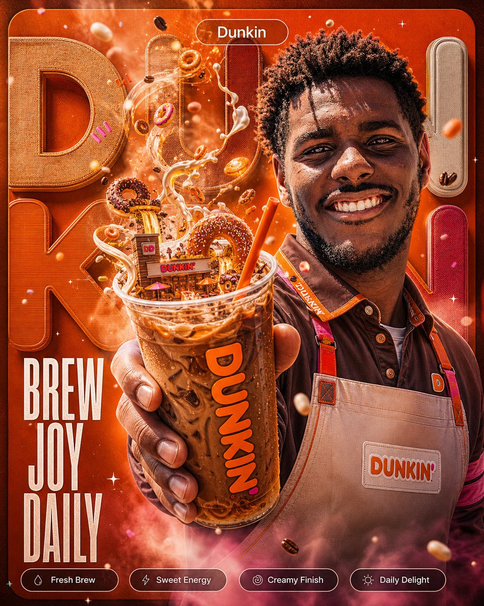 产品视觉 GPT Image 2 提示词：Dunkin Iced Coffee Poster