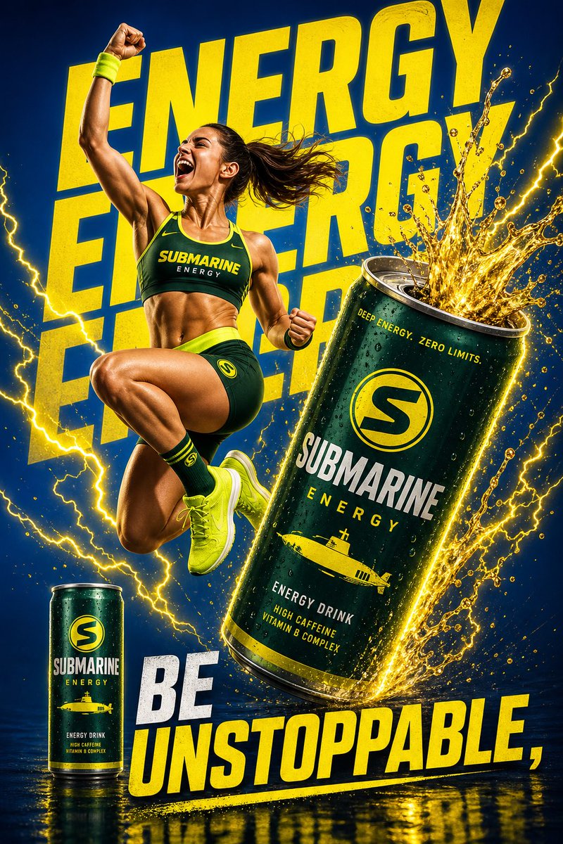 产品视觉 GPT Image 2 提示词：Dynamic Energy Drink Ad