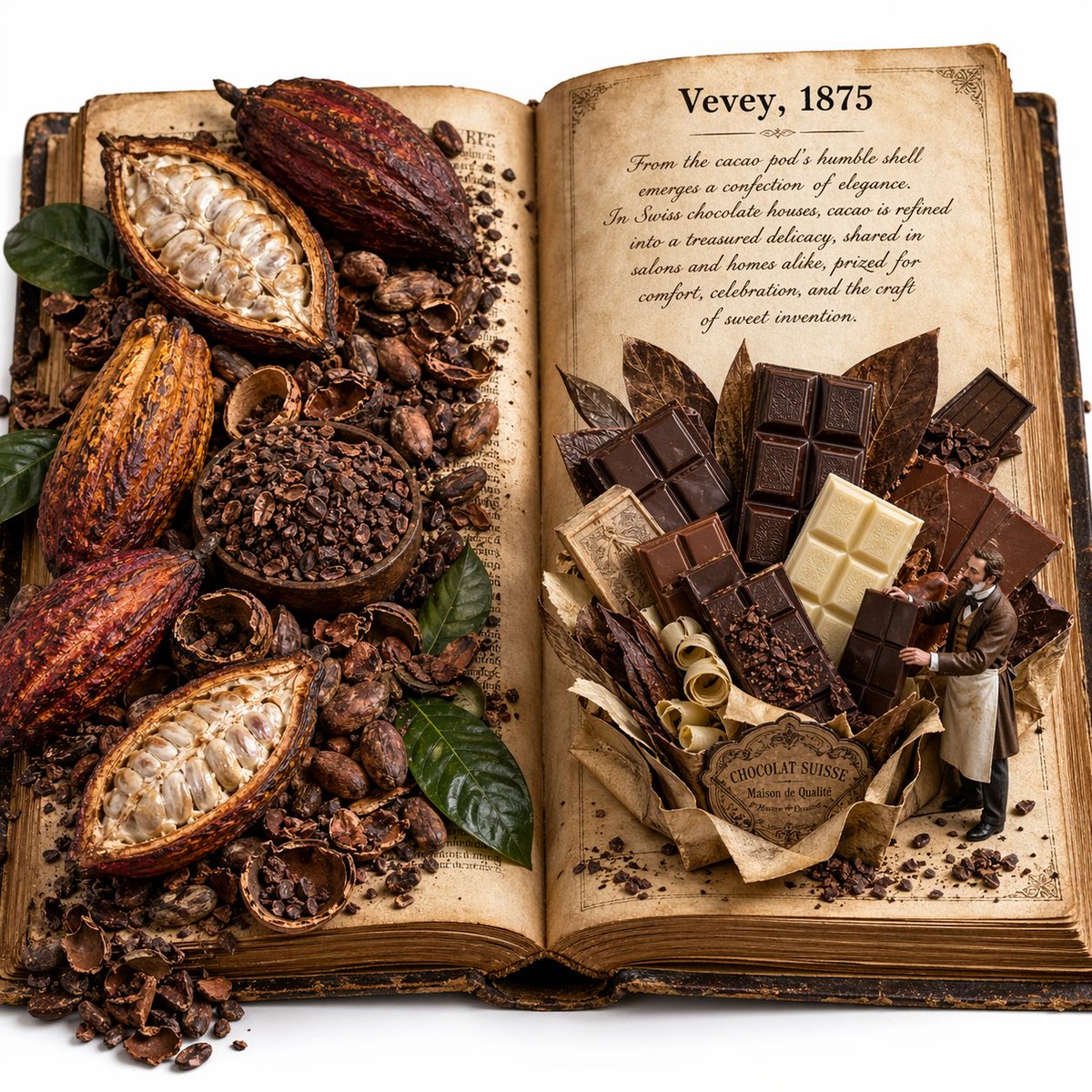 产品视觉 GPT Image 2 提示词：Edible History Pop-Up Chocolate Book