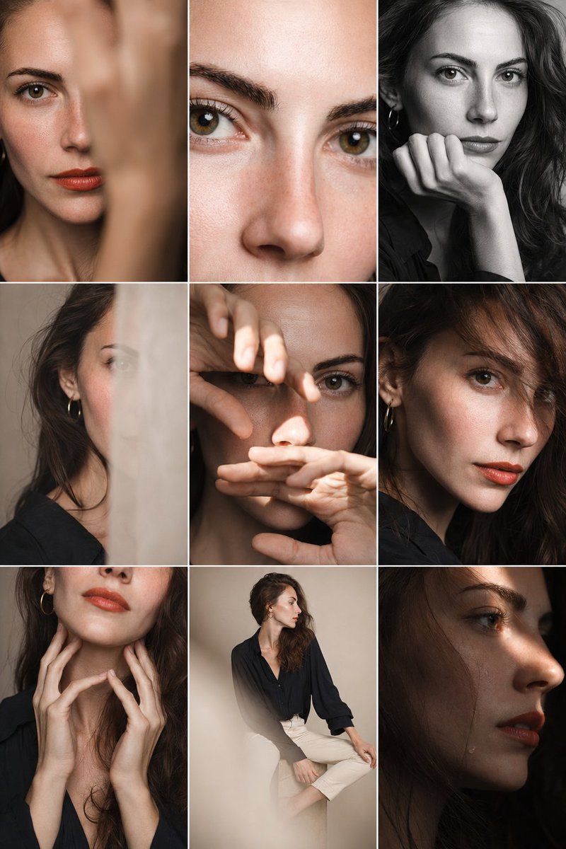 产品视觉 GPT Image 2 提示词：Editorial Portrait Photo Grid