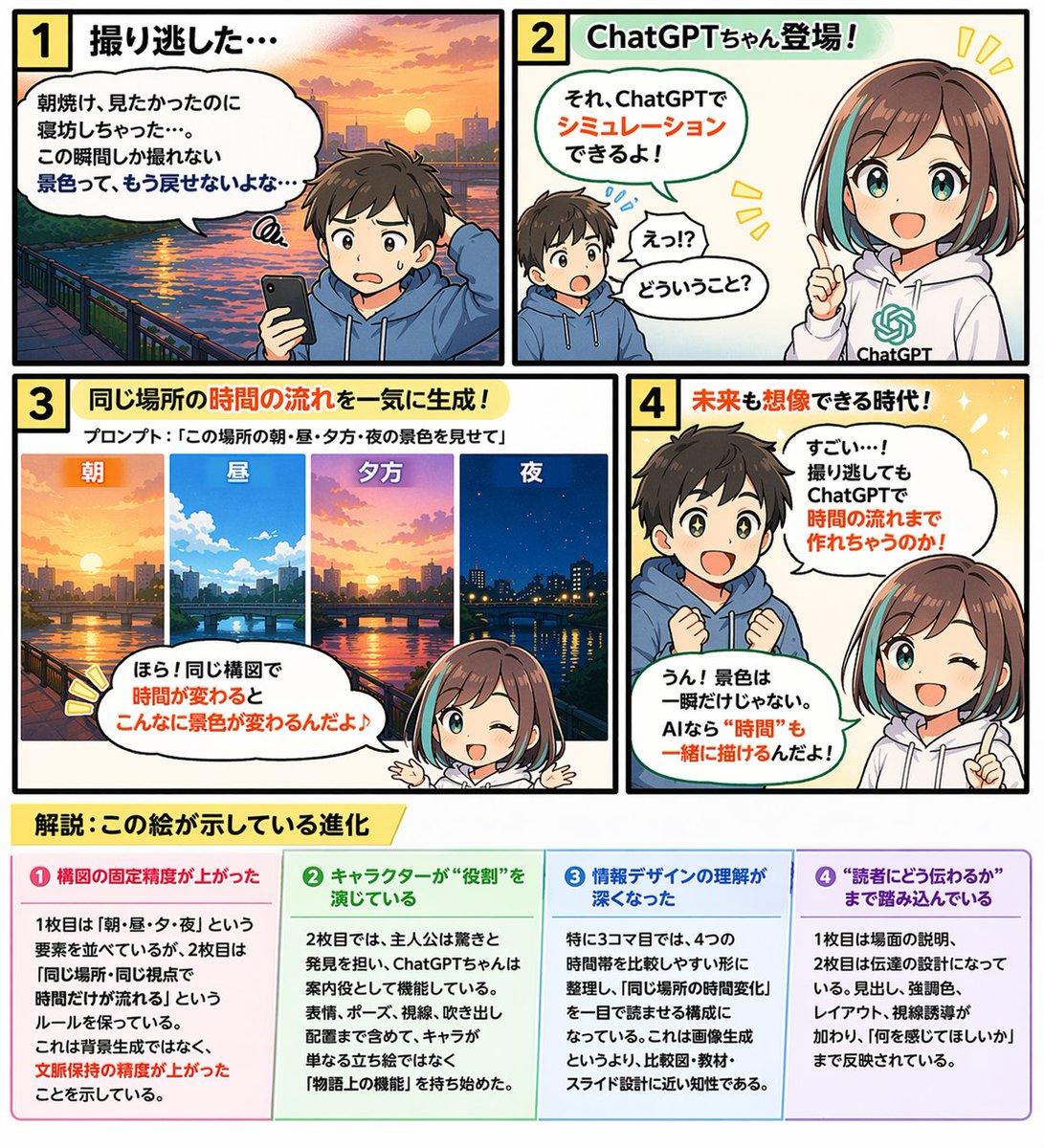 信息图 GPT Image 2 提示词：Educational 4-Panel Manga with Infographic