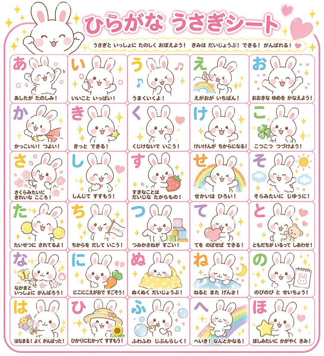 角色设定 GPT Image 2 提示词：Educational Hiragana Sheet