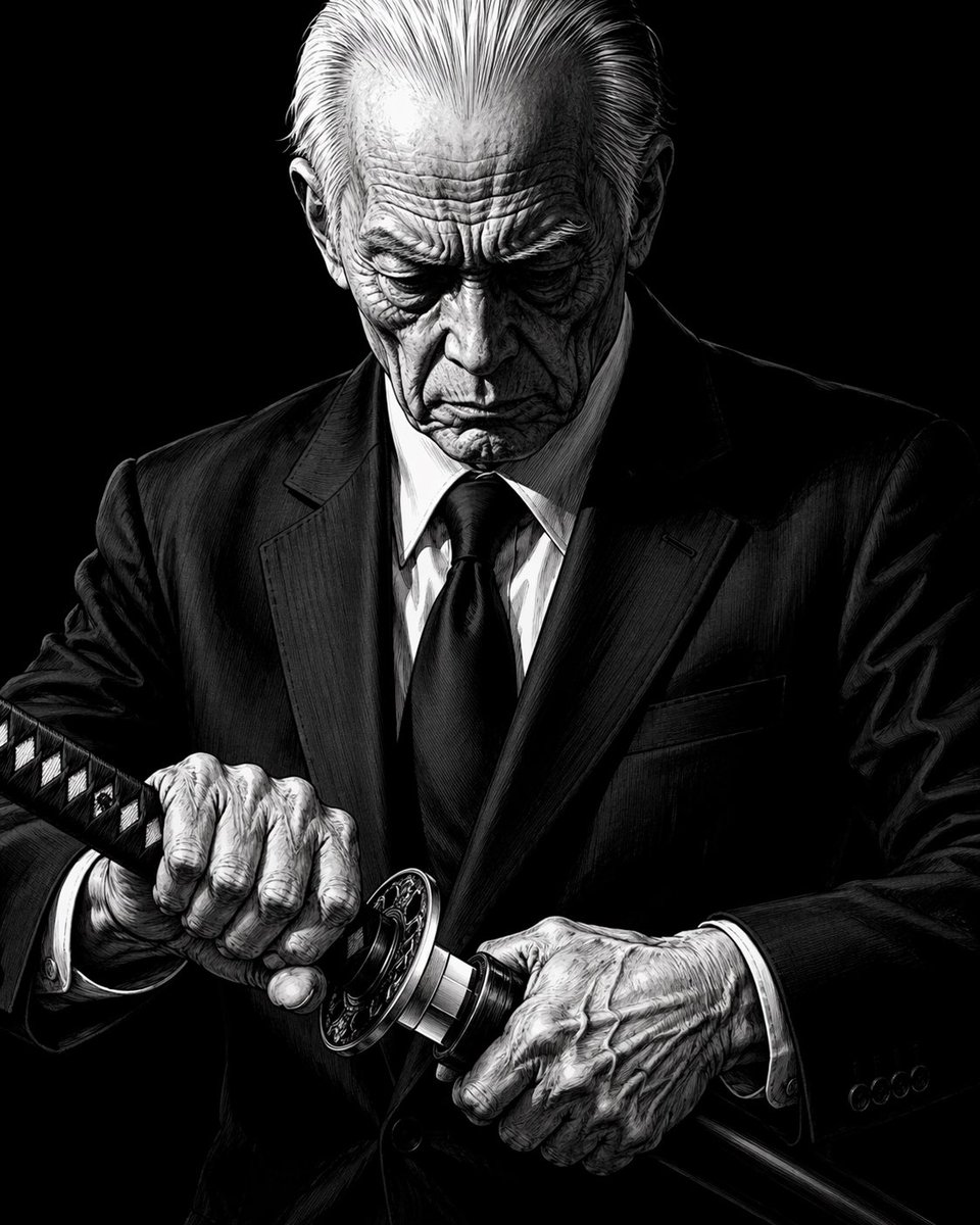 界面稿 GPT Image 2 提示词：Elderly Yakuza Drawing Katana