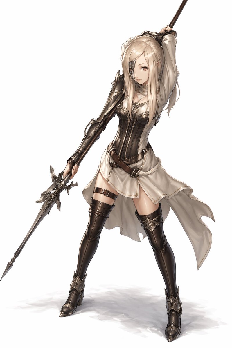 产品视觉 GPT Image 2 提示词：Elegant Anime Spearwoman Full Body