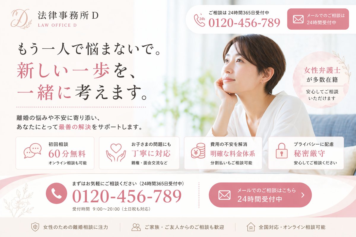 产品视觉 GPT Image 2 提示词：Elegant Japanese Divorce Law LP Hero