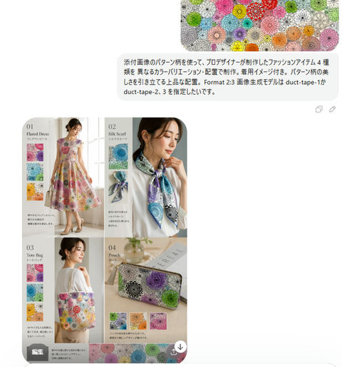 创意灵感 GPT Image 2 提示词：雅致图案四款时尚单品设计