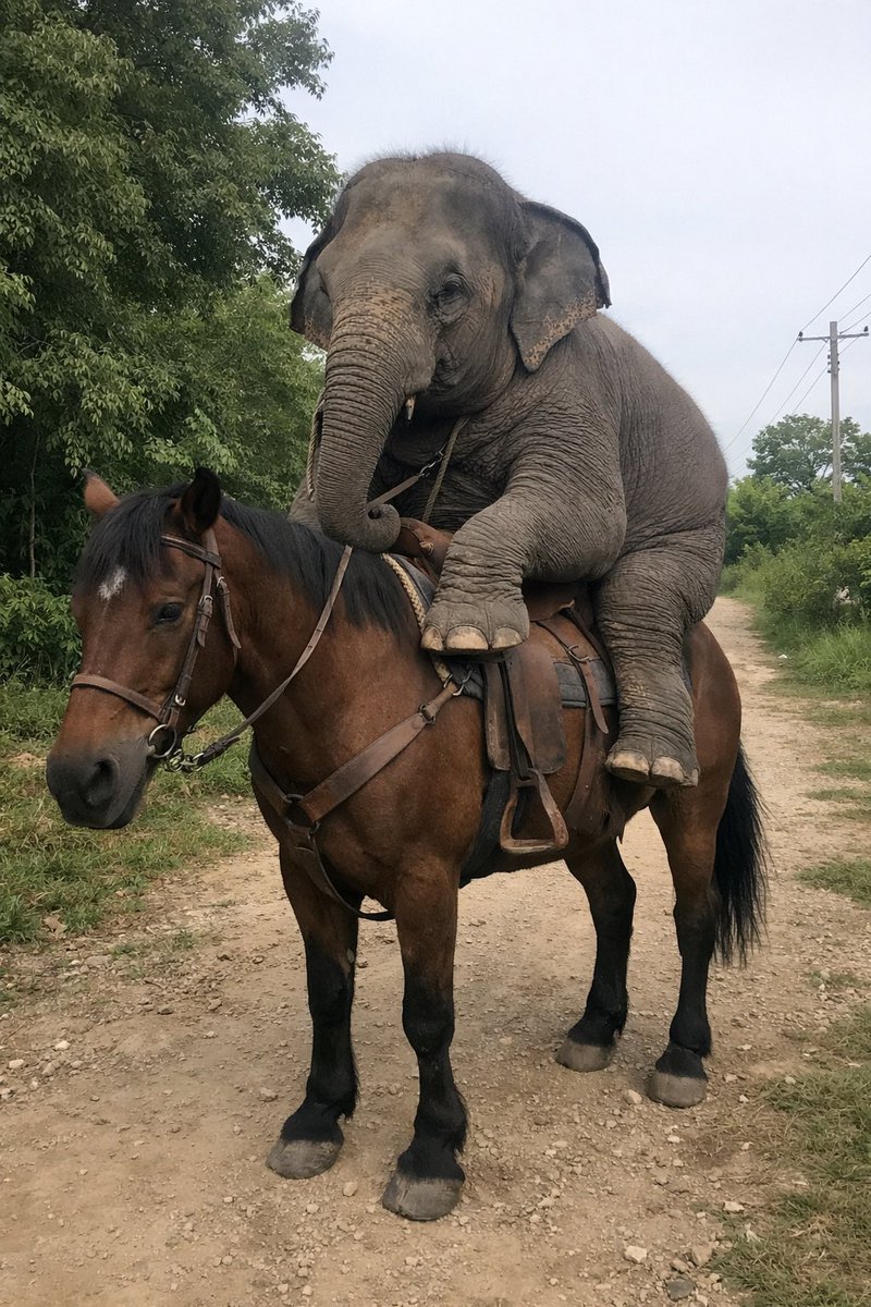 创意灵感 GPT Image 2 提示词：Elephant Riding a Horse