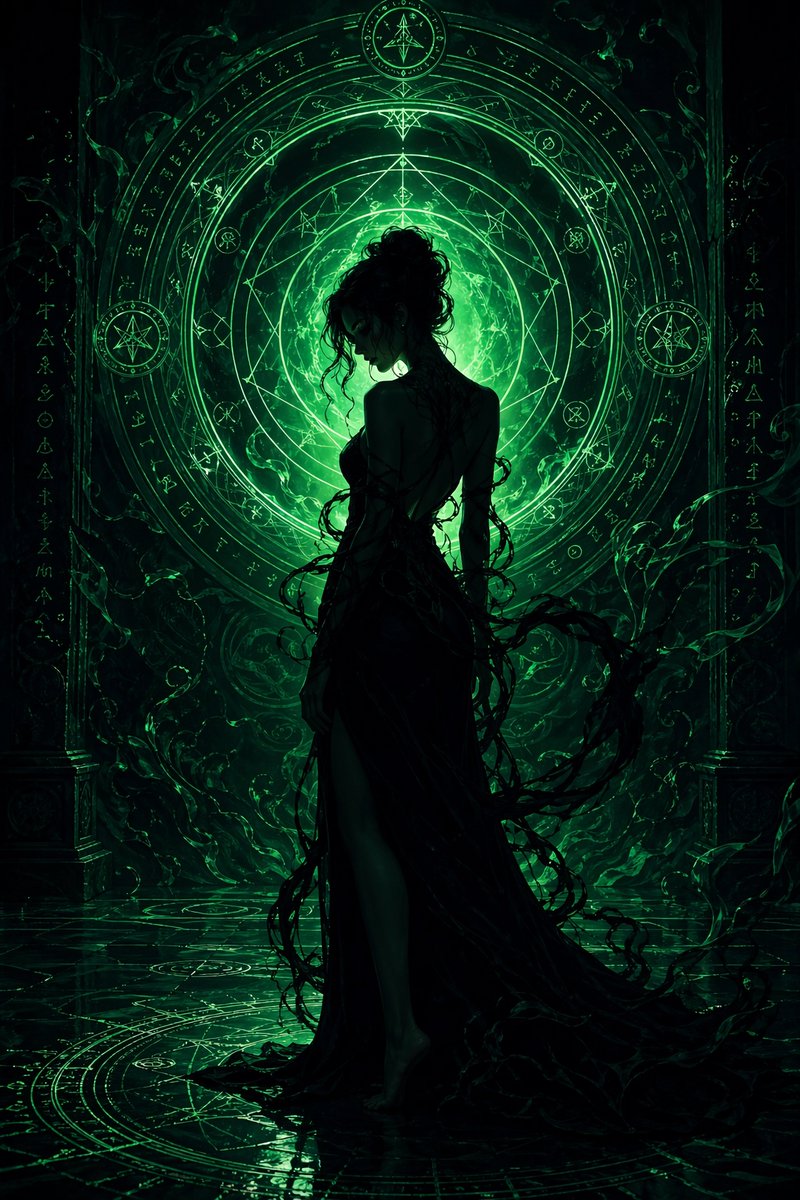 产品视觉 GPT Image 2 提示词：Emerald Dark Sorceress Ritual