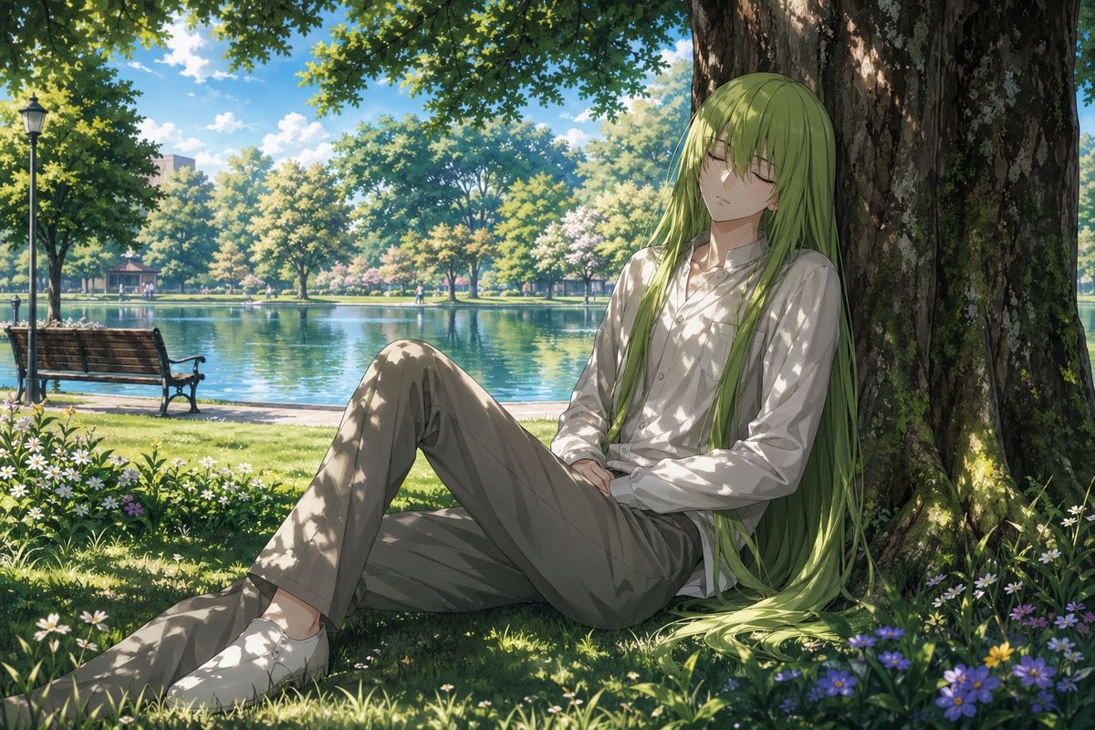 产品视觉 GPT Image 2 提示词：Enkidu Resting by a Lakeside Tree