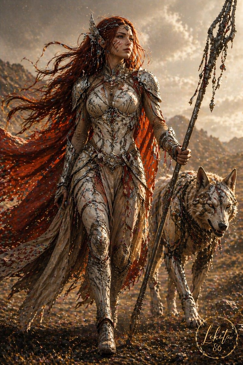 产品视觉 GPT Image 2 提示词：Epic Fantasy Warrior and Wolf