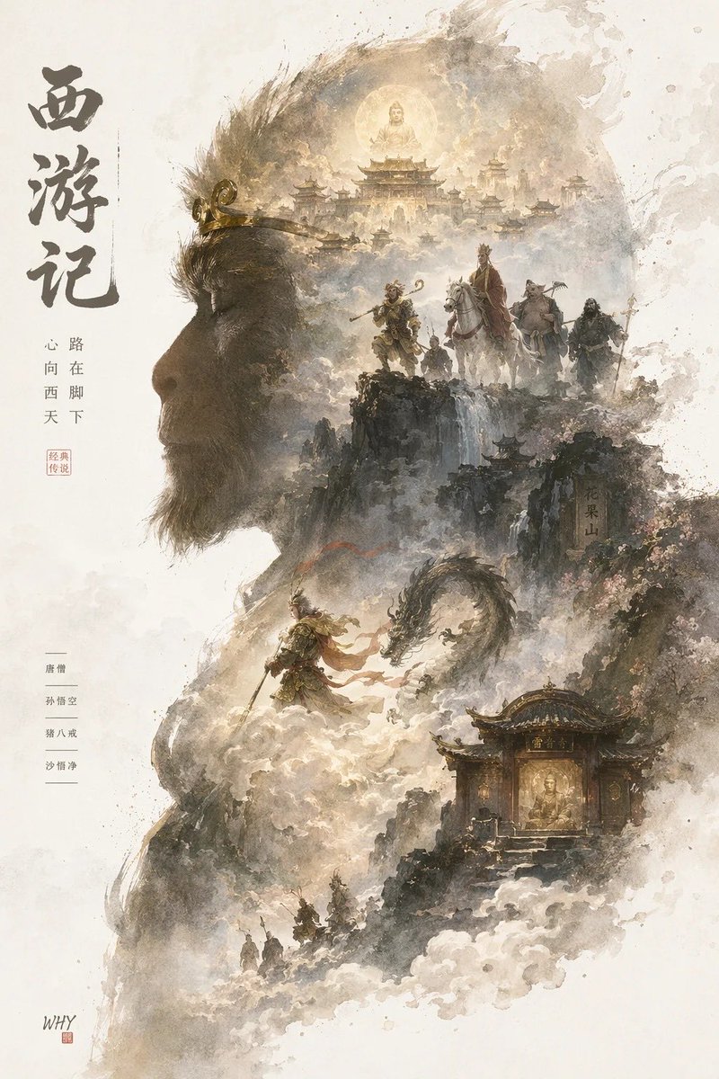 产品视觉 GPT Image 2 提示词：Epic Silhouetted World Poster