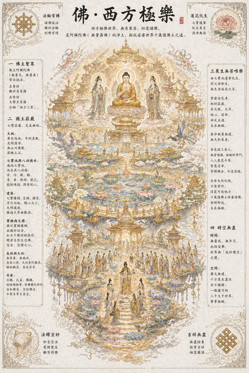 信息图 GPT Image 2 提示词：Ethereal Buddhist Pure Land scene