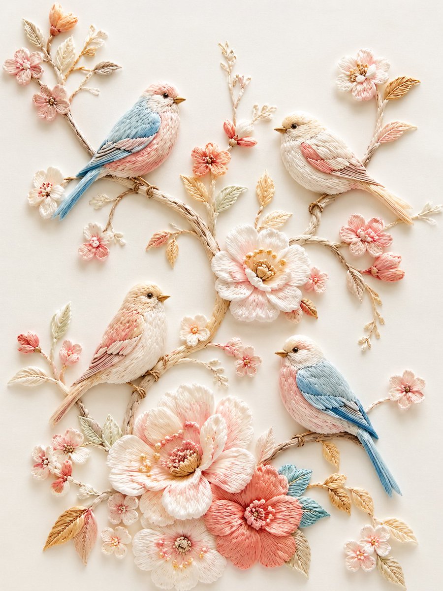 产品视觉 GPT Image 2 提示词：Exquisite Relief Embroidery Illustration