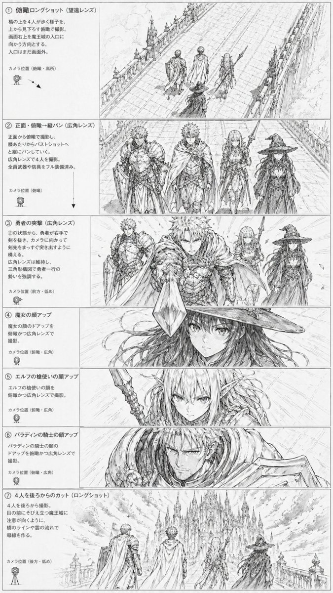 信息图 GPT Image 2 提示词：Fantasy Anime Storyboard Sheet