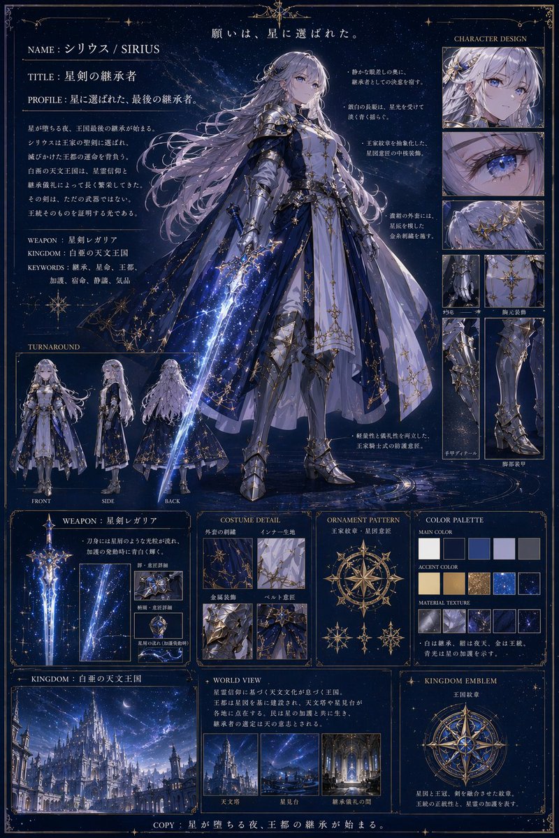 界面稿 GPT Image 2 提示词：Fantasy Knight Concept Art Sheet