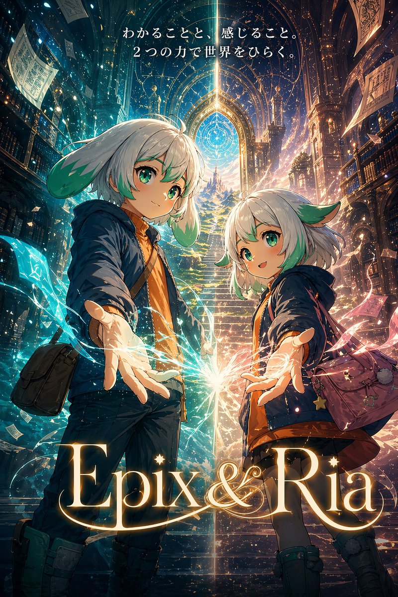 产品视觉 GPT Image 2 提示词：Fantasy Library Poster for Epix & Ria
