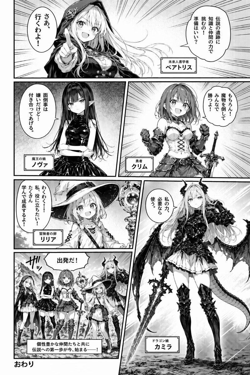 角色设定 GPT Image 2 提示词：Fantasy Manga Character Introduction Page