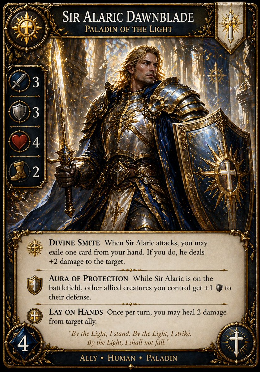 界面稿 GPT Image 2 提示词：Fantasy Paladin Trading Card