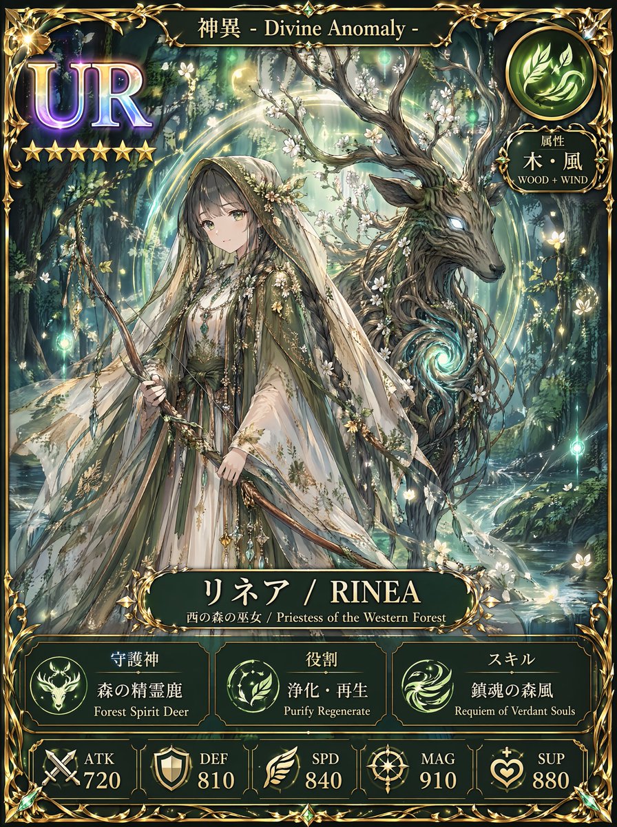界面稿 GPT Image 2 提示词：Fantasy UR Forest Priestess Card