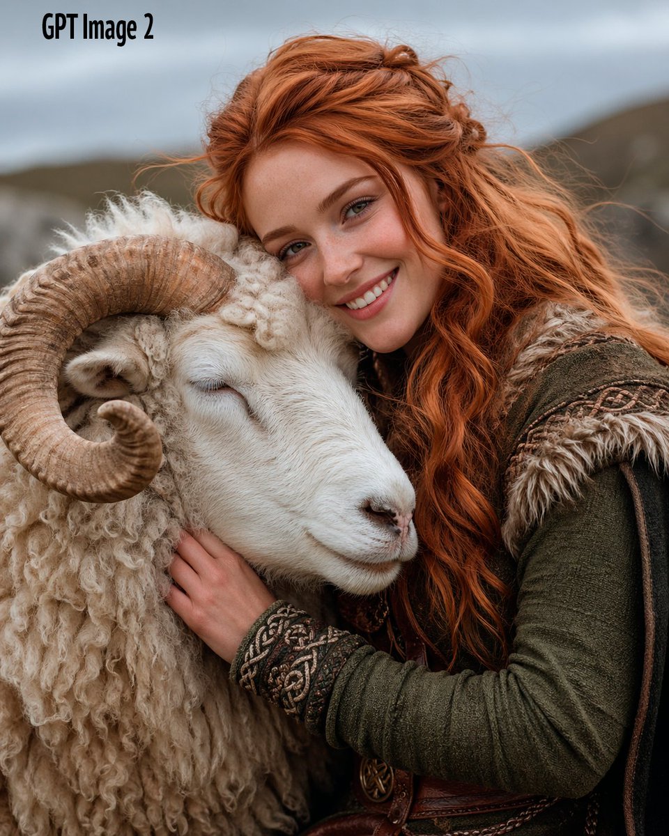 角色设定 GPT Image 2 提示词：Fantasy Woman Hugging a White Ram