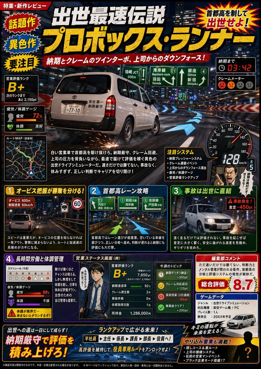 产品视觉 GPT Image 2 提示词：Fictional Japanese Driving Game Magazine Page