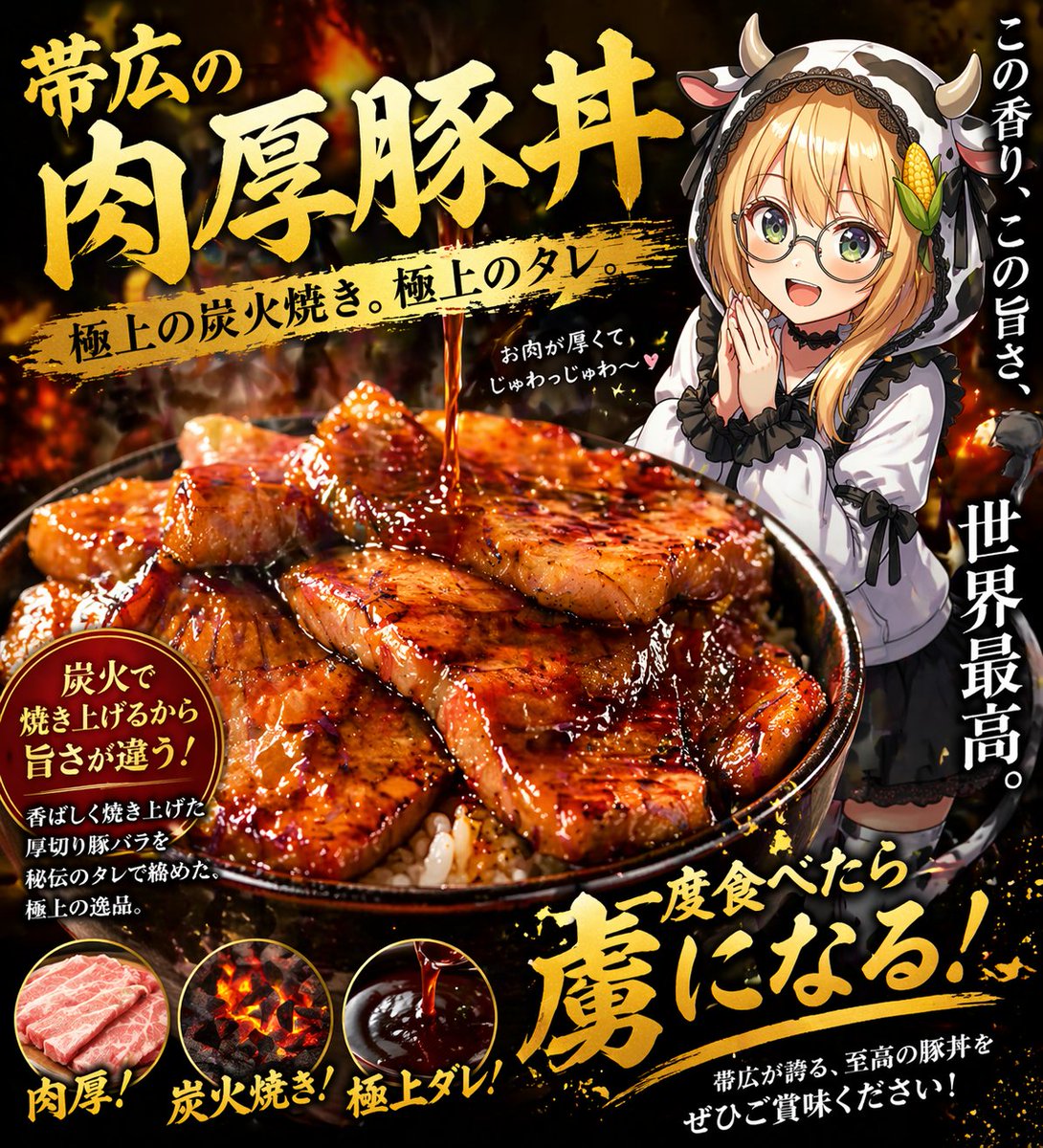 产品视觉 GPT Image 2 提示词：Fiery Butadon Japanese Ad Poster