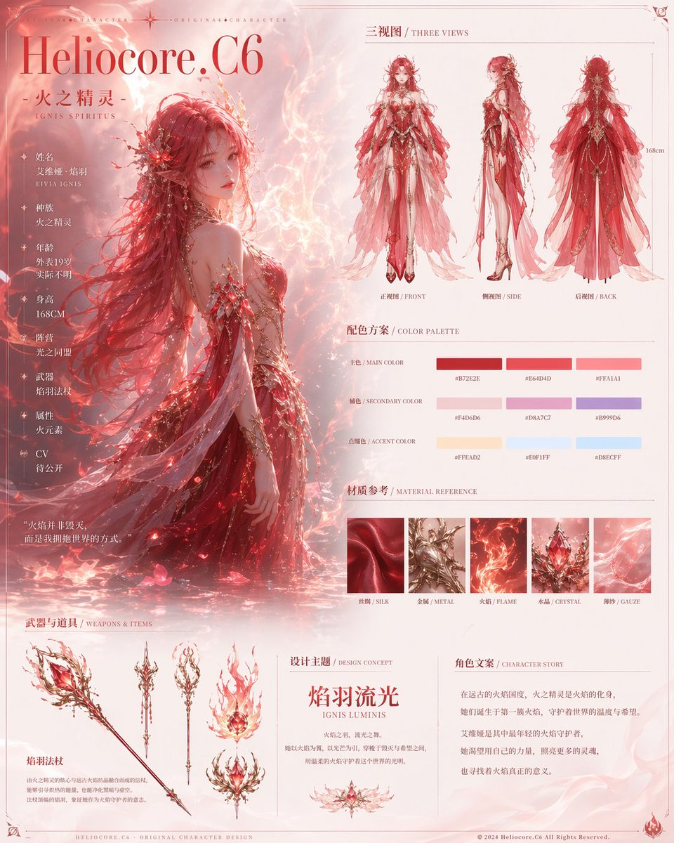 产品视觉 GPT Image 2 提示词：Fire Spirit Character Reference Sheet