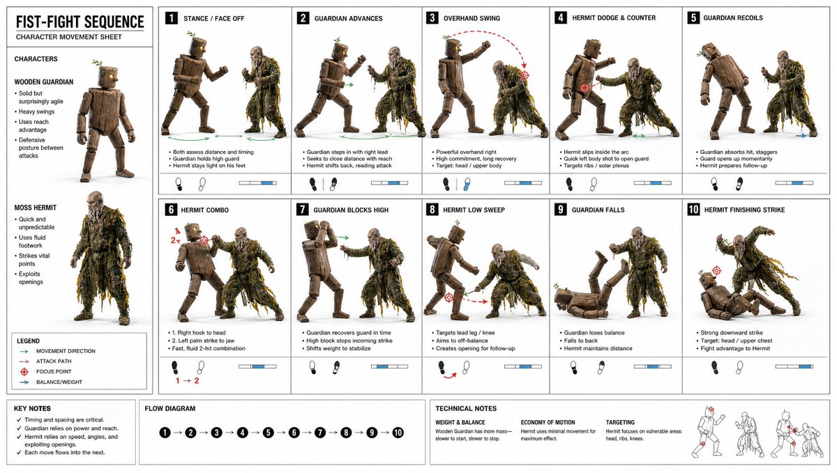 产品视觉 GPT Image 2 提示词：Fist-Fight Character Motion Sheet