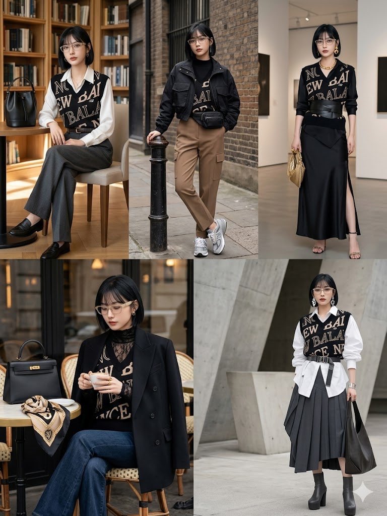 界面稿 GPT Image 2 提示词：Five Ways to Style a Lettered Knit Top
