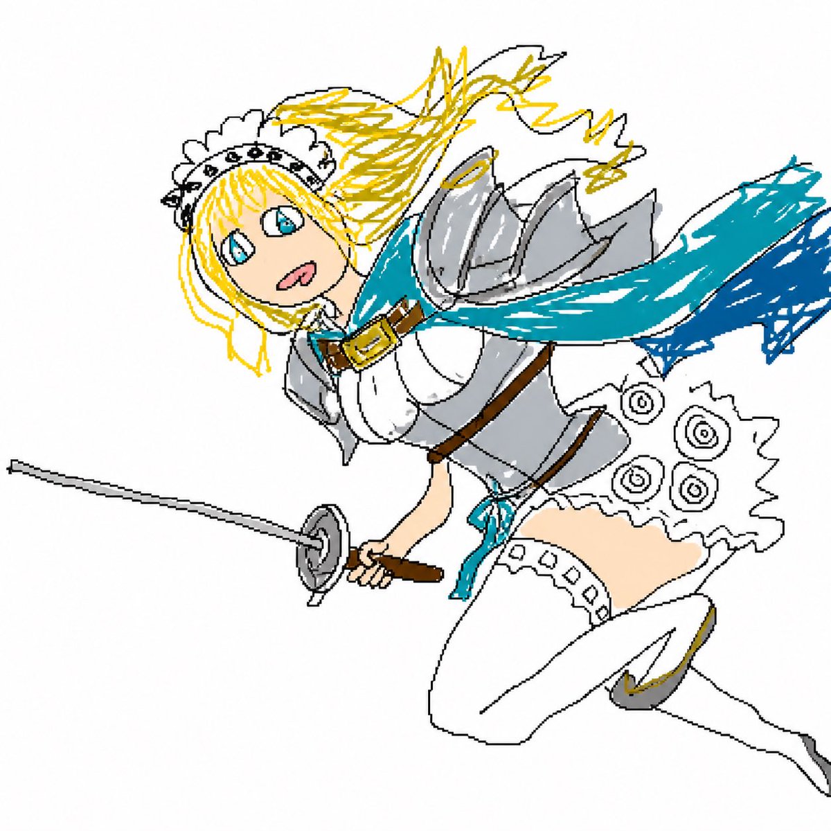 界面稿 GPT Image 2 提示词：Flying Maid Knight Doodle