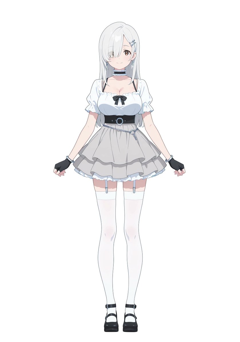 角色设定 GPT Image 2 提示词：Full-Body Silver Anime Girl Design