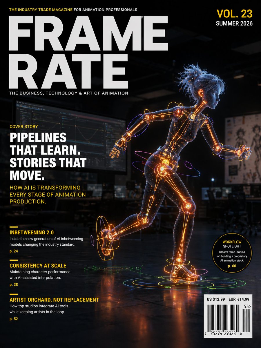 产品视觉 GPT Image 2 提示词：Futuristic Animation Trade Magazine Cover