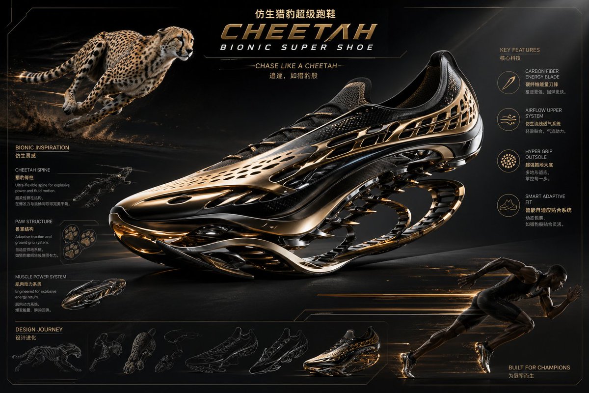 故事绘本 GPT Image 2 提示词：Futuristic Bionic Super Shoe