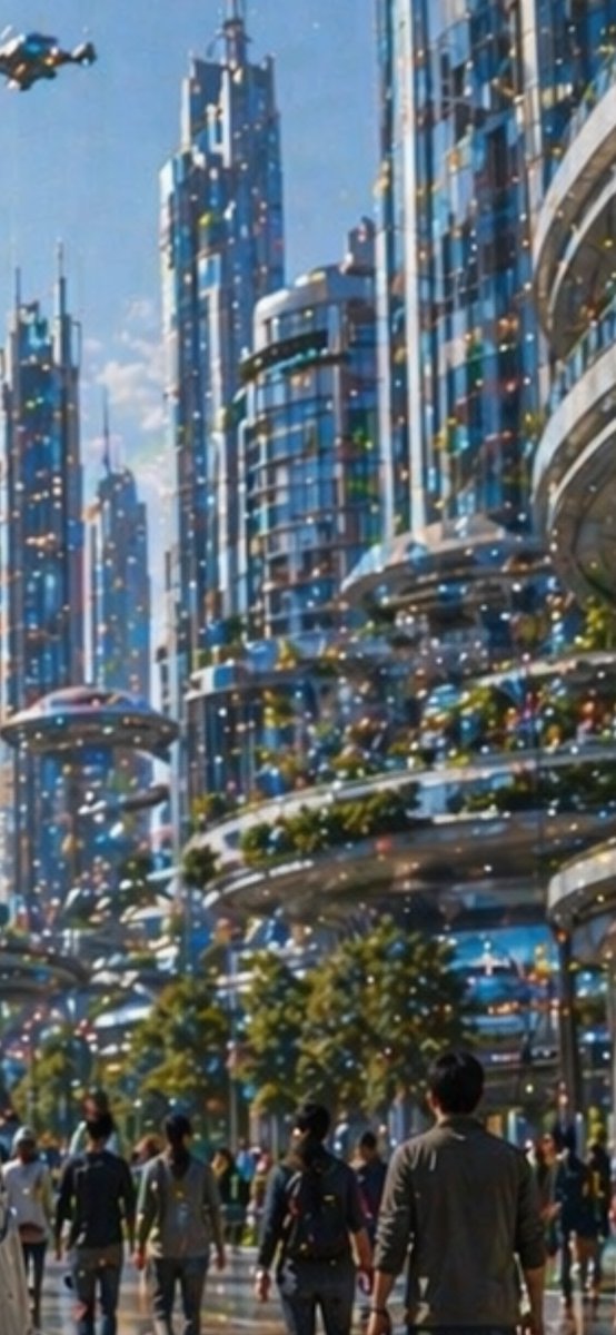界面稿 GPT Image 2 提示词：Futuristic City With Sparkling Artifacts