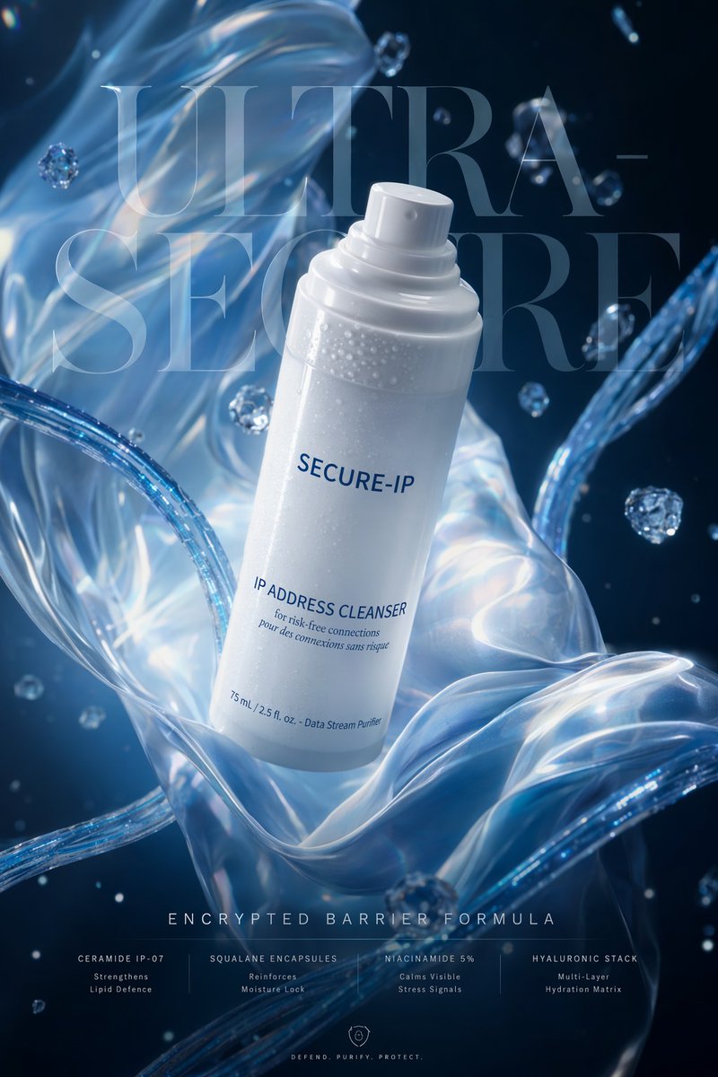 产品视觉 GPT Image 2 提示词：Futuristic Cyber Skincare Ad Poster