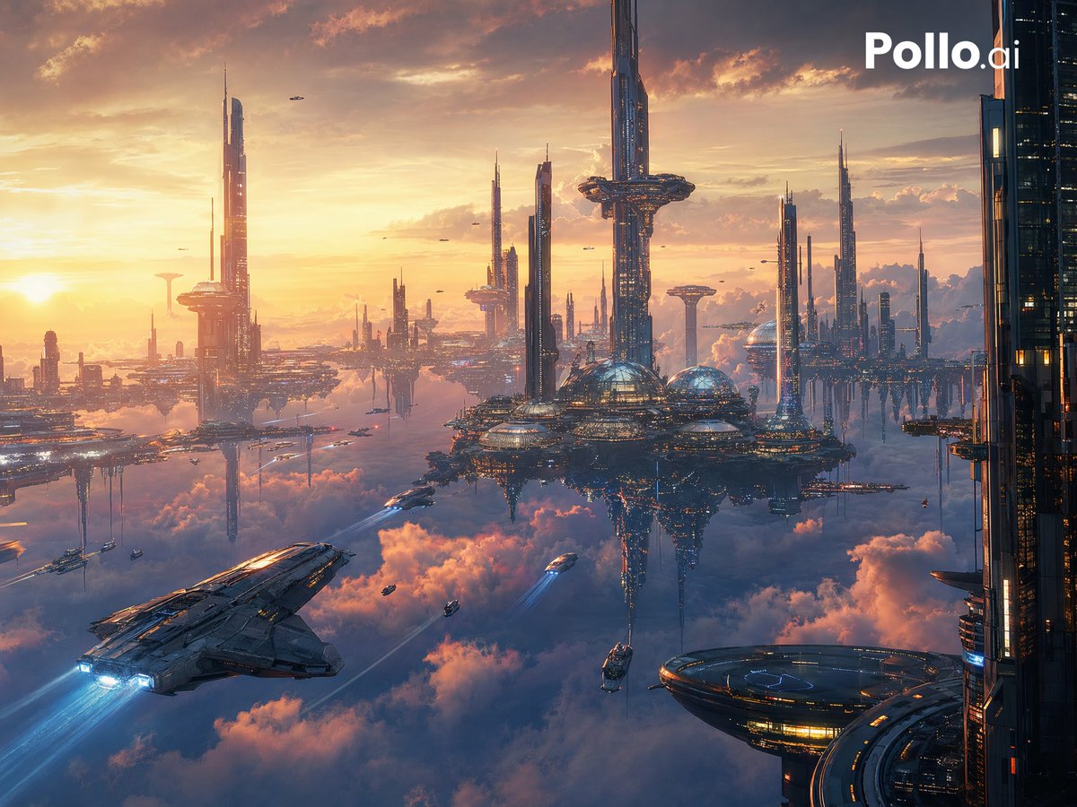 界面稿 GPT Image 2 提示词：Futuristic Floating City at Sunset