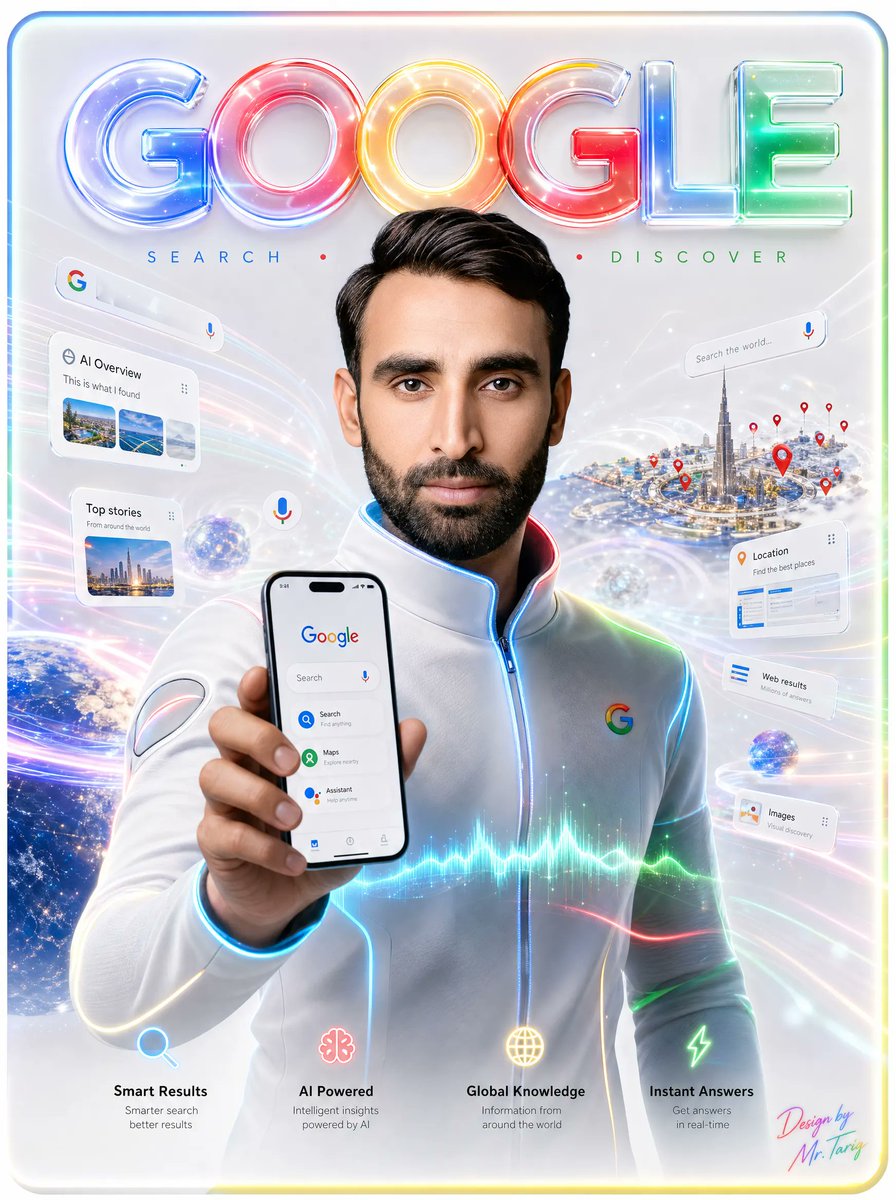 产品视觉 GPT Image 2 提示词：Futuristic Google Search Poster
