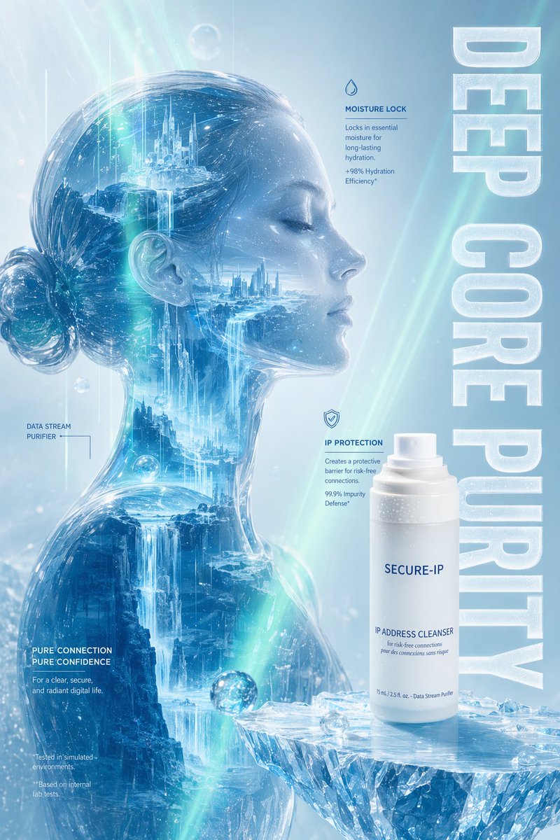 产品视觉 GPT Image 2 提示词：Futuristic Ice Skincare Poster